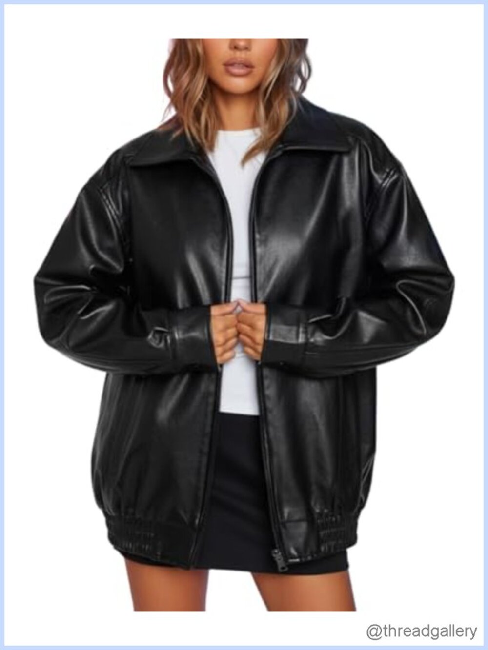 Women's Oversized 100% Lambskin Leather Motorcycle Jacket Zip Up Punk Coat